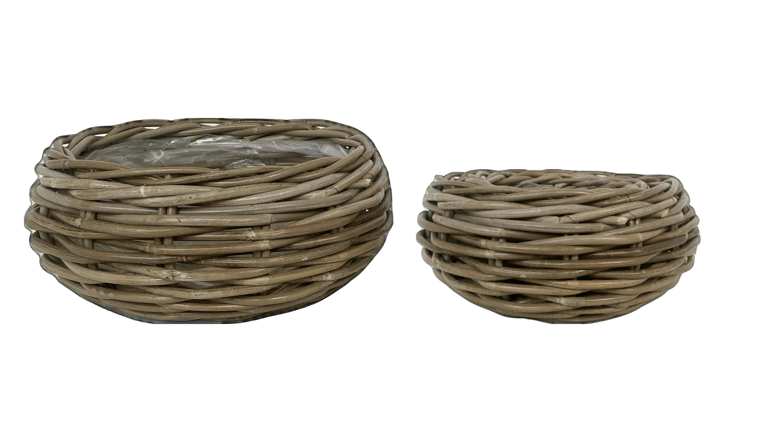 set of 2 rattan kuku gray planter baskets